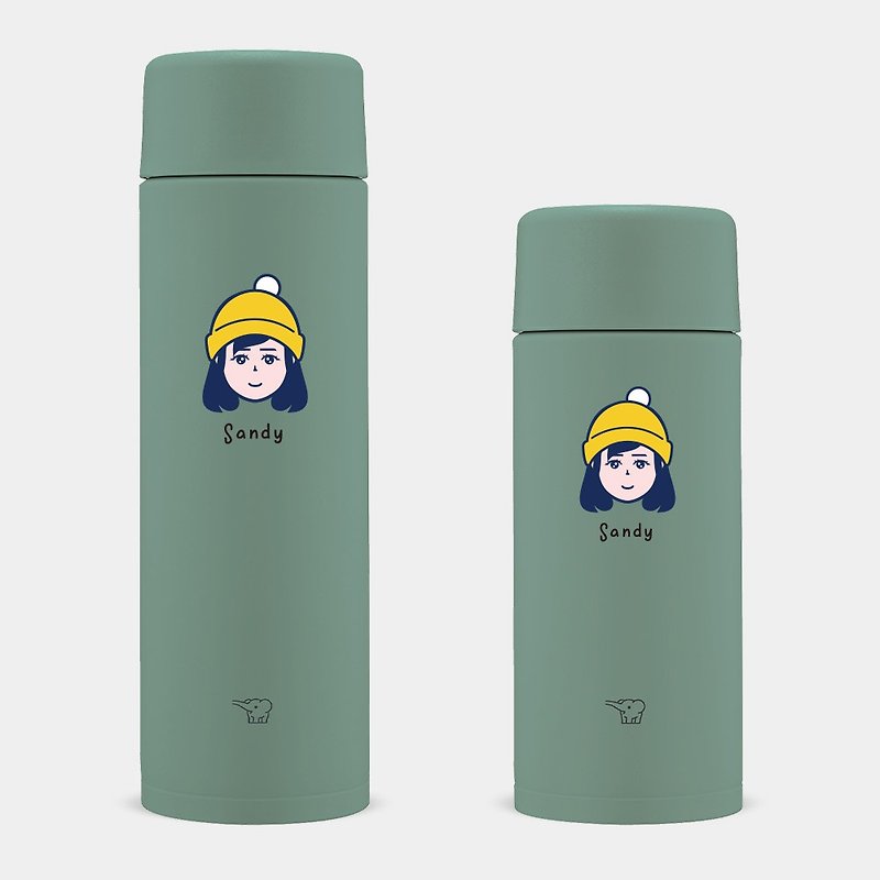 [Customized gift] Q version avatar text Zojirushi Stainless Steel thermos PU006 - Vacuum Flasks - Stainless Steel Green