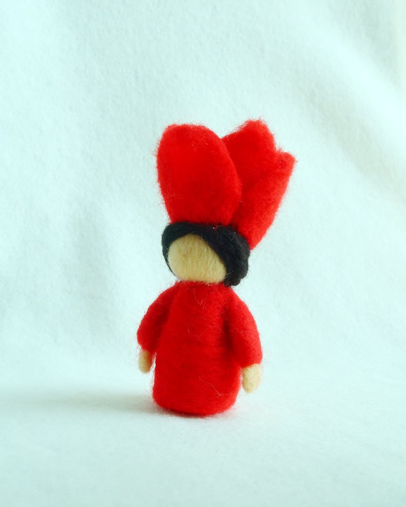Needle felted Flower Fairy Tulip doll made of 100% wool - Items for Display - Wool 