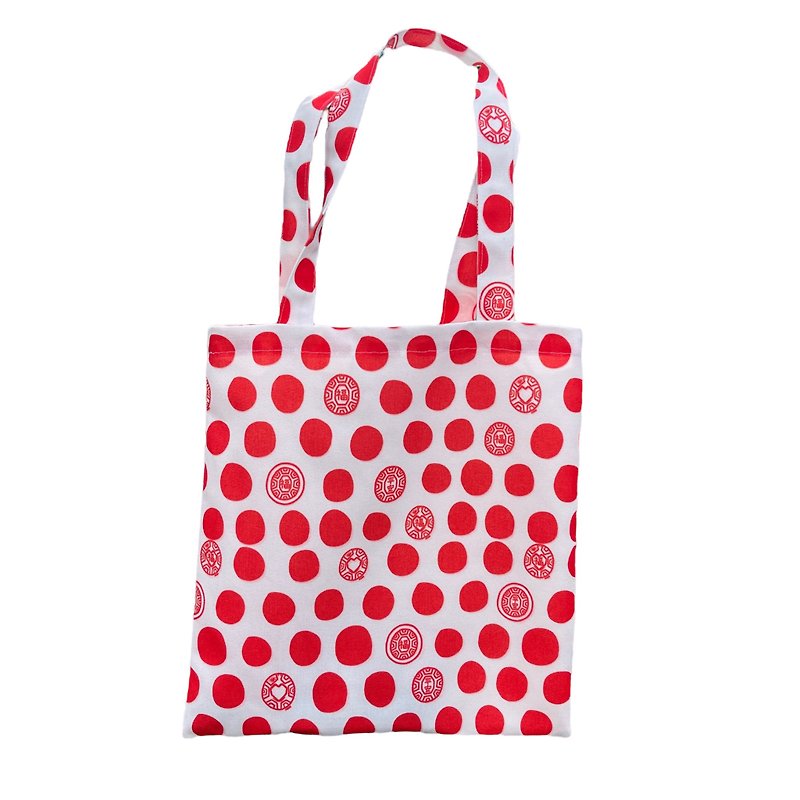 Indene Yin reunion printing (red) tote bag can be put into A4 file Tote bag - Handbags & Totes - Polyester Red
