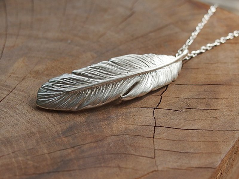 Feather Sterling Silver Necklace/Wings/Wings/Flying - สร้อยคอ - โลหะ สีเงิน