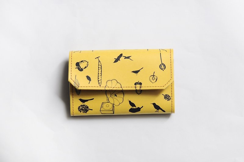 Handmade Paper Purse -  Bird - กระเป๋าใส่เหรียญ - กระดาษ สีเหลือง