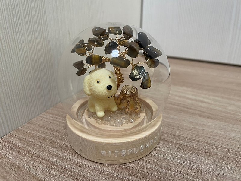 Customized pudding dog style | Crystal tree series micro landscape crystal ball | Cute | Home decoration - Items for Display - Crystal Brown