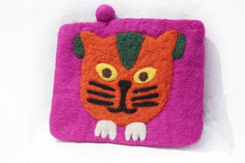 Youyouカードホルダー、マネークリップ、ウールフェルト携帯電話バッグ、身分証明書バッグ、コスメティックバッグ収納バッグ、ウールフェルトスモールポーチ/ウールフェルト収納バッグ、小銭入れ、Youyouカードホルダー、ウールフェルトウォレット-オレンジキャット - ポーチ - ウール 多色