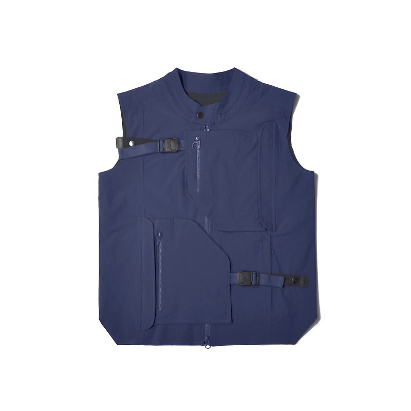 oqLiq - AdHeRe - 拆卸口袋太極戰術背心(藍) - 男裝 背心 - 聚酯纖維 藍色