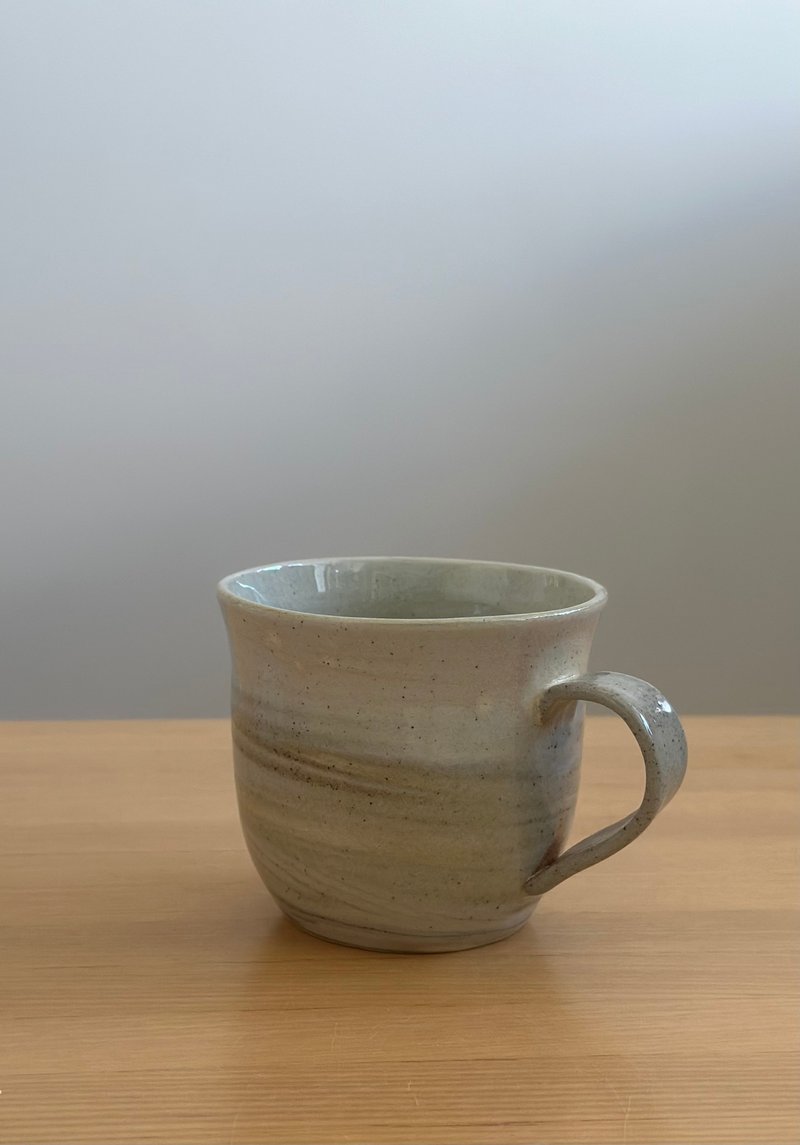 Handmade ceramic coffee mug in blue, white, grey and hazel swirl. - เซรามิก - ดินเผา สีเทา