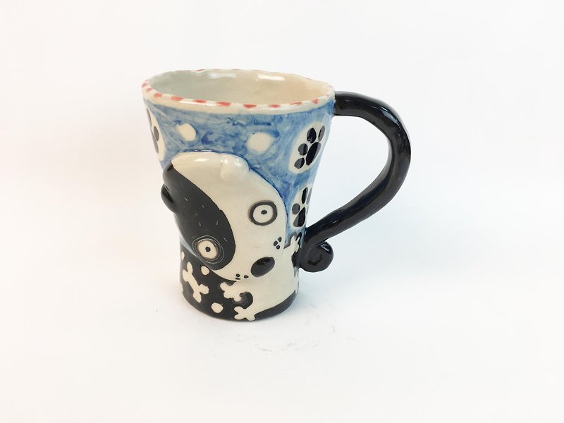Nice Little Clay handmade bell cup _ Hyena black wheel 0101-19 - Mugs - Pottery Blue