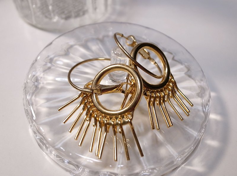 Golden Susan Tassel Earrings (Needle) - Earrings & Clip-ons - Other Metals Gold