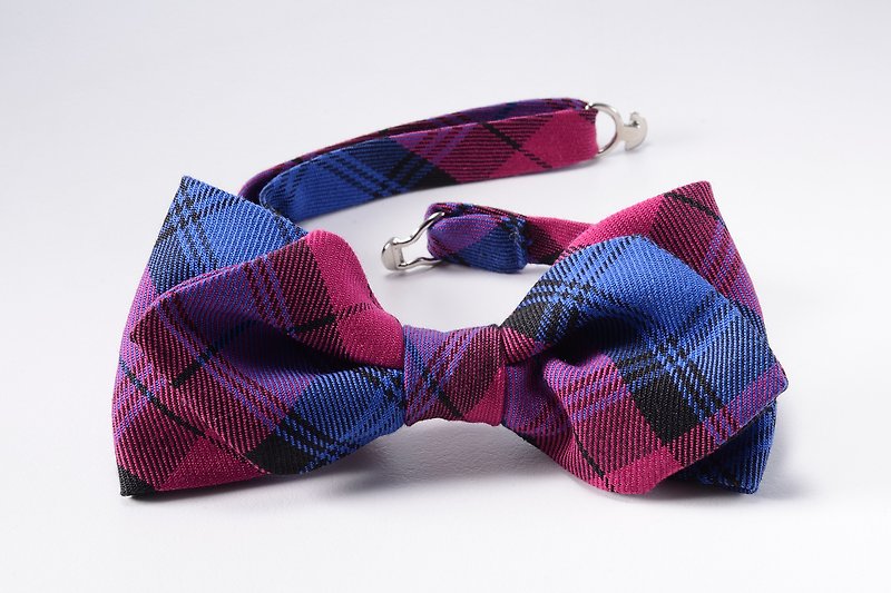 Handmade Adjustable Pre-tied Tartan/Plaid Knot Bowtie【ZAZAZOO】 - Bow Ties & Ascots - Cotton & Hemp Multicolor