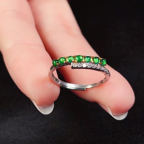 瓔珞珠寶盒 E.L.Jewelry Box 冰種陽綠翡翠蛋面設計款戒指 925純銀 | 天然緬甸A貨翡翠 | 送禮