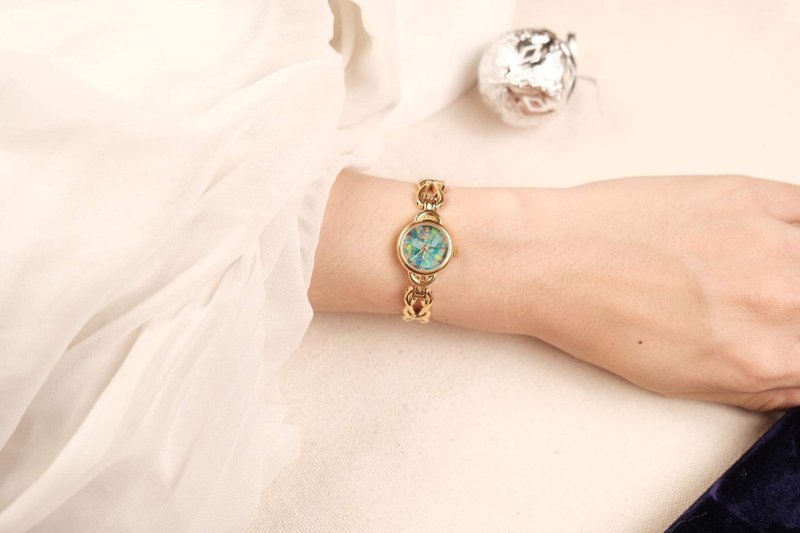 Vintage Swiss Made Opal jewelry Watch 古董瑞士製蛋白石珠寶錶 - 女錶 - 寶石 金色