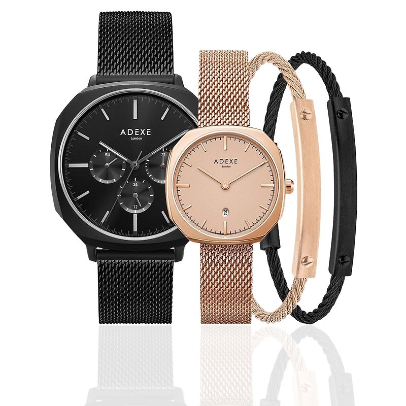 聖誕禮物推薦八角形對錶手錶//原創小眾品牌 - 對錶/情侶錶 - 不鏽鋼 黑色