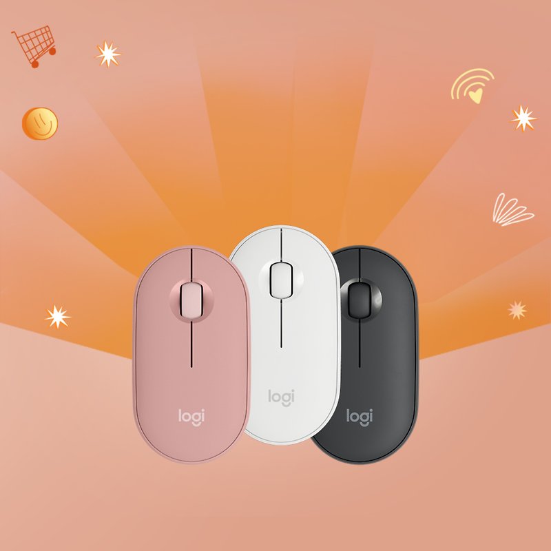 **Limited 33 drawing mouse pads for free with purchase**Logitech Pebble M350S Pebble Wireless Mouse - Computer Accessories - Plastic 
