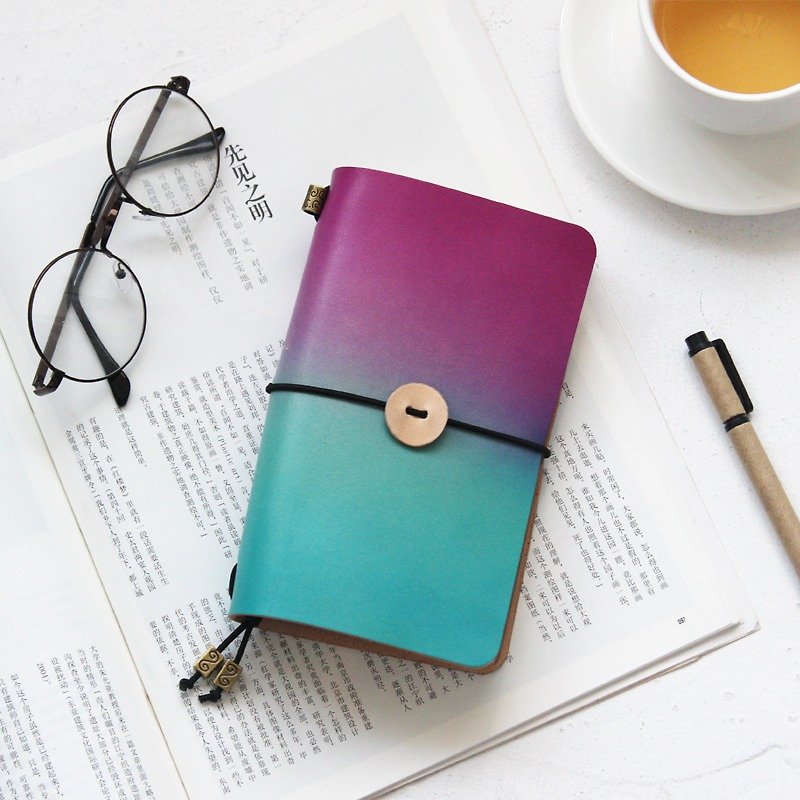 Colorful cloud contrast color handmade cowhide notebook log portable notebook handbook this diary book customization - Notebooks & Journals - Genuine Leather Multicolor