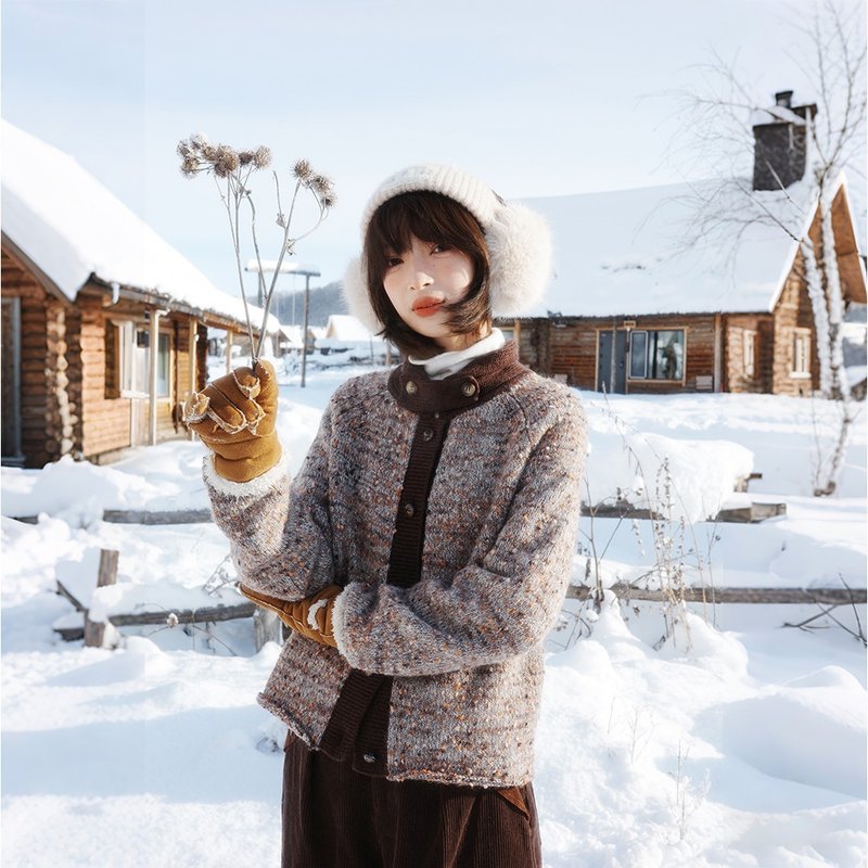 モヘア花柄カーディガン|ニット|冬物|Sora-2019 - ニット・セーター - その他の化学繊維 