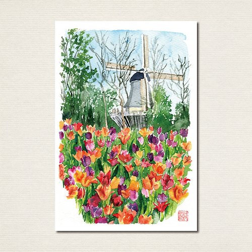 水彩画ポストカード10枚セット/花咲く風景A - ショップ ~atelier Le