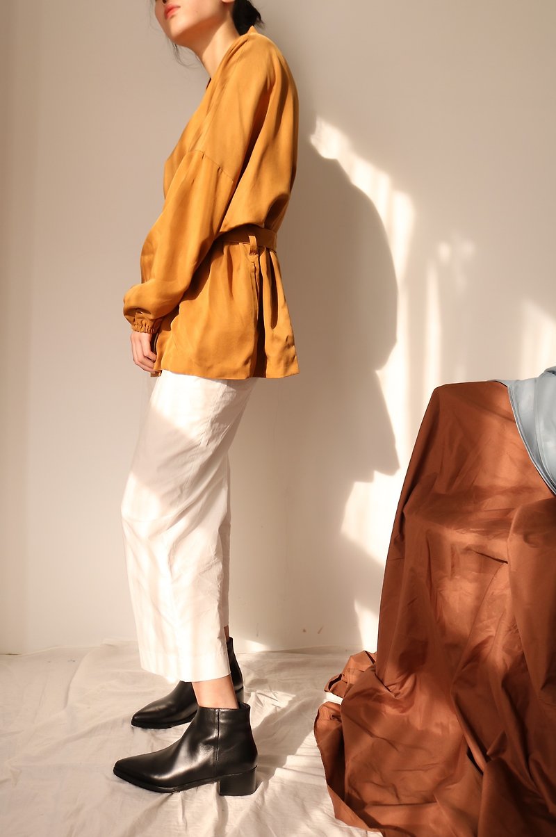 Lou Kimono Jacket 柿色天絲和服罩衫 多色選擇  - 外套/大衣 - 絲．絹 咖啡色