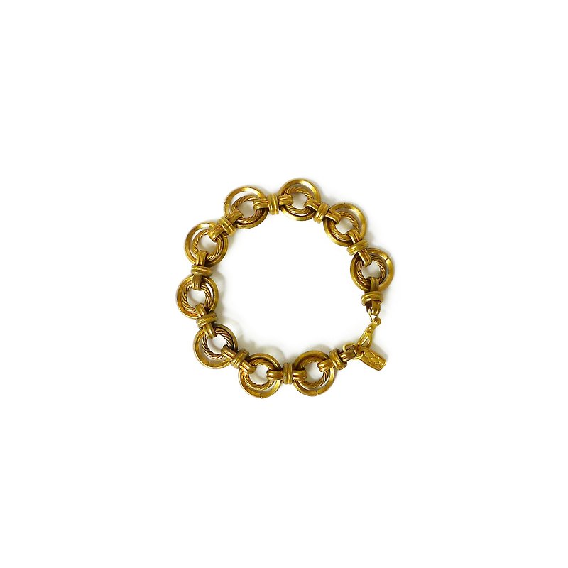 Ficelle | Handmade Brass Natural Stone Bracelet | [Mian] Copper Word - Bracelet - สร้อยข้อมือ - ทองแดงทองเหลือง 