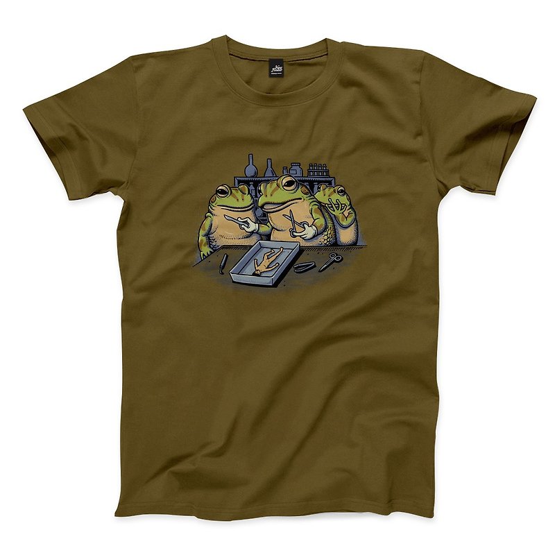 蛙心剖測 - 軍綠 - 中性版T恤 - 男 T 恤 - 棉．麻 綠色