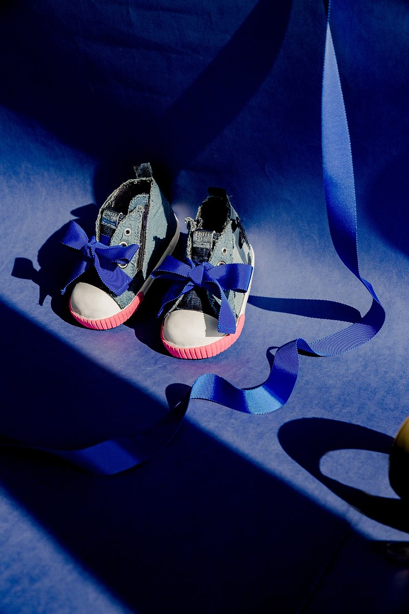 Jacquard denim stacked yarn ribbon small children's shoes-Himestar KISEI|Bag set| - อื่นๆ - ผ้าฝ้าย/ผ้าลินิน สีน้ำเงิน