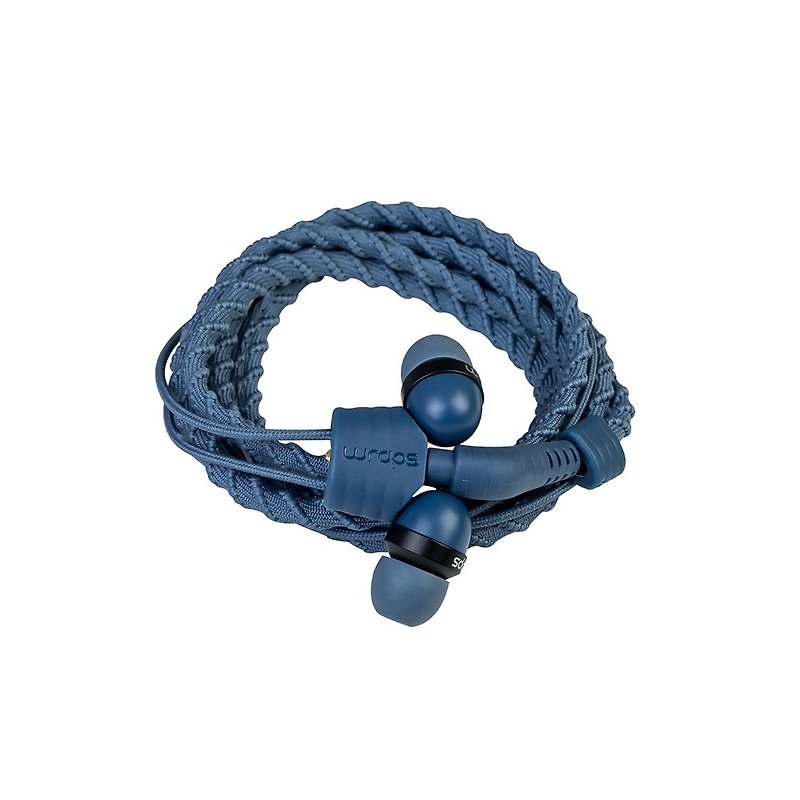 英國 Wraps【Talk】經典編織手環耳機 - 通話式 丹寧 - 耳機/藍牙耳機 - 聚酯纖維 藍色
