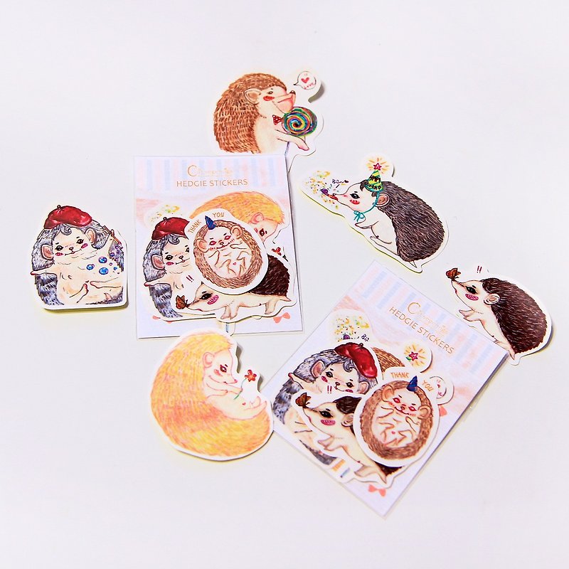 <Hedgie daily vol.01> 6 styles (set) / hedgehog stickers - Stickers - Paper Multicolor