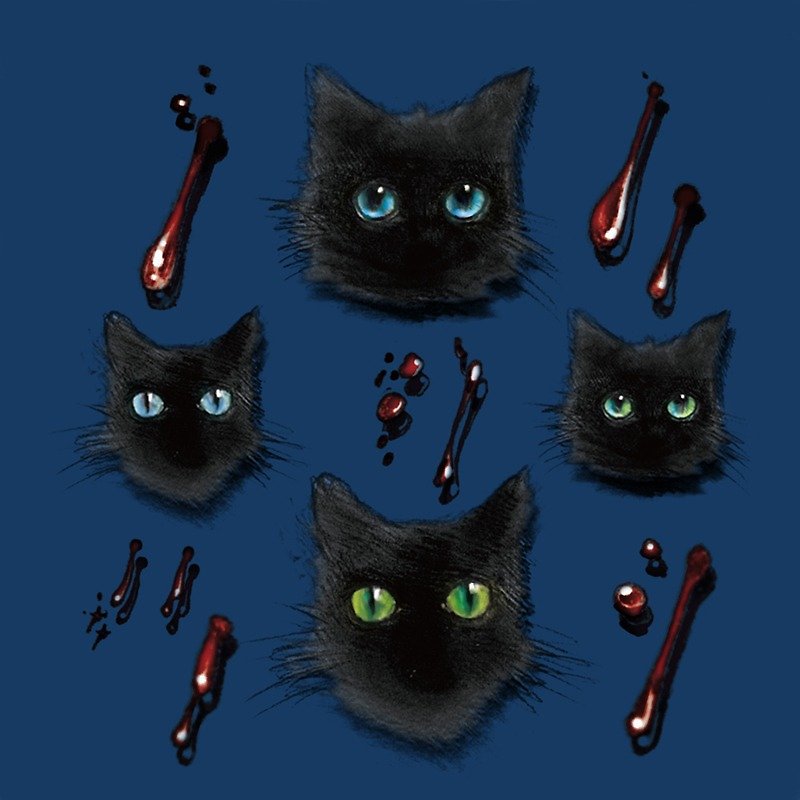 記號詩歌 - 小黑貓與小咬痕2 彩色版 插畫刺青貼紙 vampire吸血 - 紋身貼紙 - 其他材質 黑色