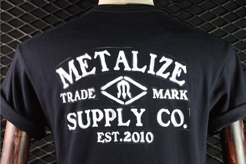 METALIZE-"Spray-Paint" T-shirt (Black/Gray/White) - เสื้อยืดผู้ชาย - ผ้าฝ้าย/ผ้าลินิน 