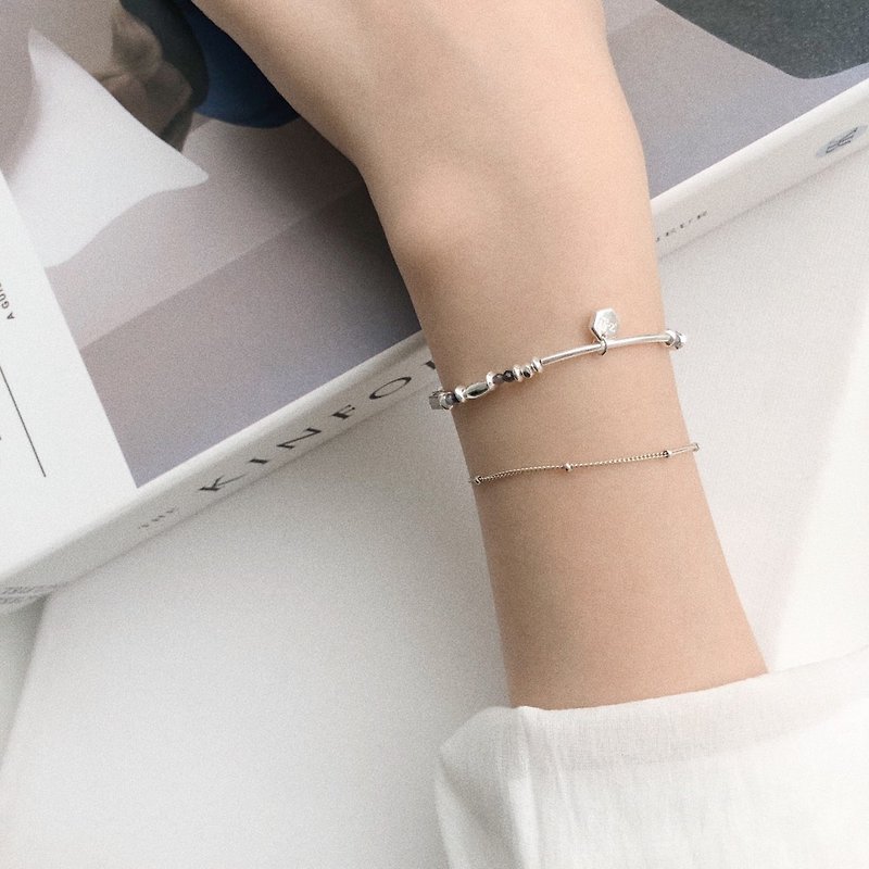 Jin Qingge (hand bracelet / sterling silver / sister model / natural stone / commemorative gift / customized) - สร้อยข้อมือ - เครื่องเพชรพลอย สีม่วง