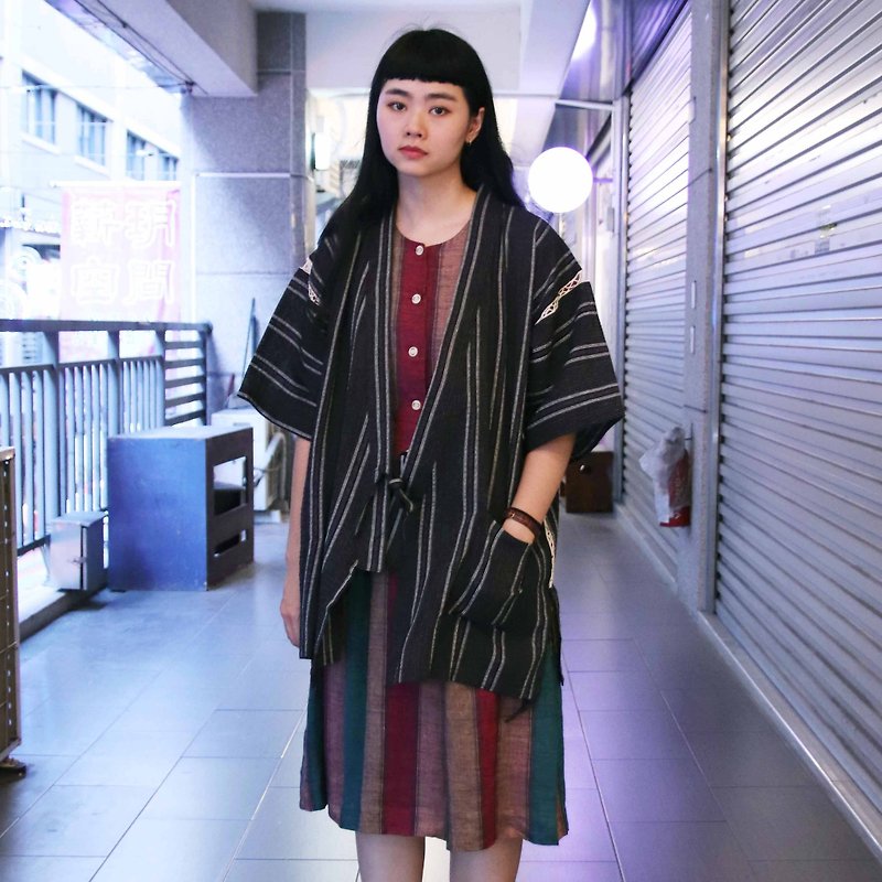 Tsubasa.Y vintage house attire 002, and fitted blouse Shigeki Kimono - Women's Casual & Functional Jackets - Cotton & Hemp 