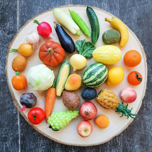 FRUIT STORIES 微型蔬菜和水果套裝 32 件逼真的童話花園