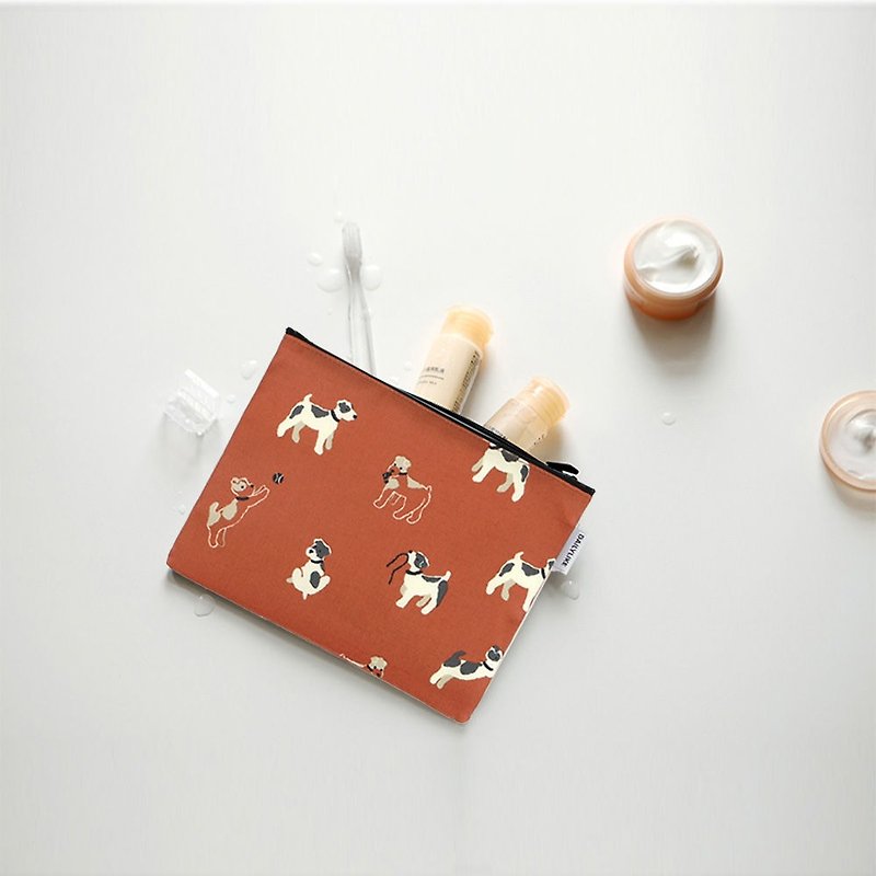 Small days tarpaulin cosmetic bag M-18 hunting fox, E2D10447 - กระเป๋าเครื่องสำอาง - ผ้าฝ้าย/ผ้าลินิน สีส้ม