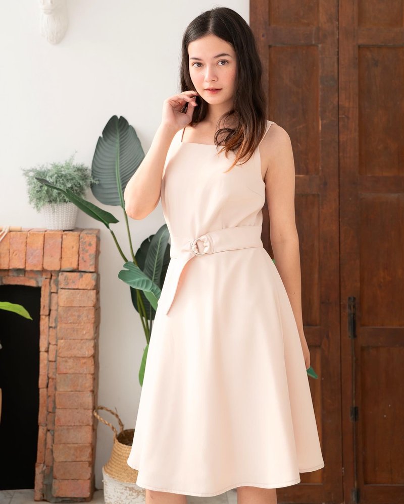 Cream color dress formal party vintage style dress light sundress wedding dress - 洋裝/連身裙 - 聚酯纖維 白色