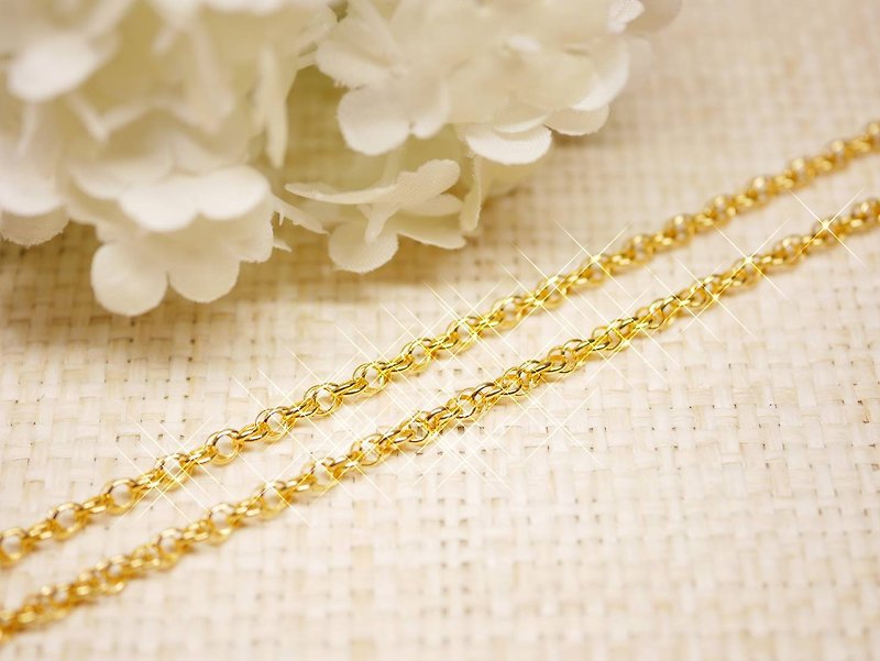 Gold Necklace - Double Button Pearl Necklace - Gold 9999 - สร้อยคอ - ทอง 24 เค สีทอง