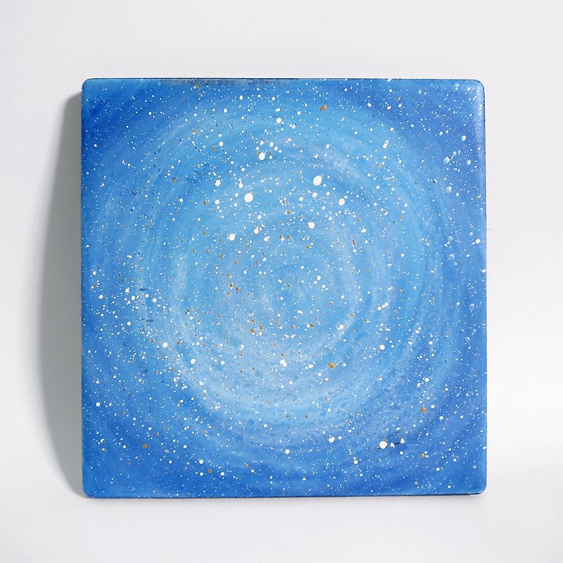 Starry sky hand-painted coaster / cosmic blue - Coasters - Pottery Blue