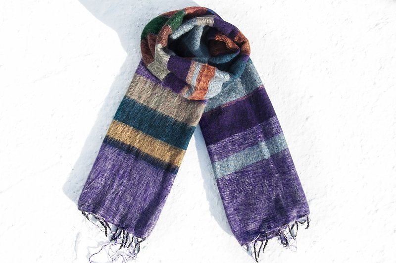純羊毛披巾/針織圍巾/針織披巾/蓋毯/純羊毛圍巾-魔幻摩洛哥彩虹 - 絲巾 - 羊毛 