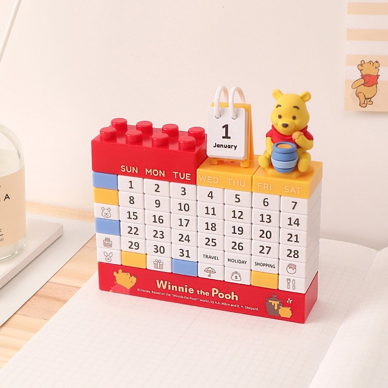 Disney Winnie the Pooh Perpetual Calendar-Genuine Authorized Monthly Calendar DIY Doll Building Block Perpetual Calendar - Calendars - Other Materials Multicolor