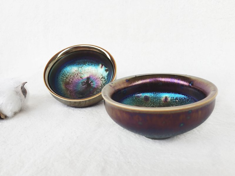 Handmade Metallic Glaze Tea Bowl - ถ้วย - เครื่องลายคราม สีเงิน