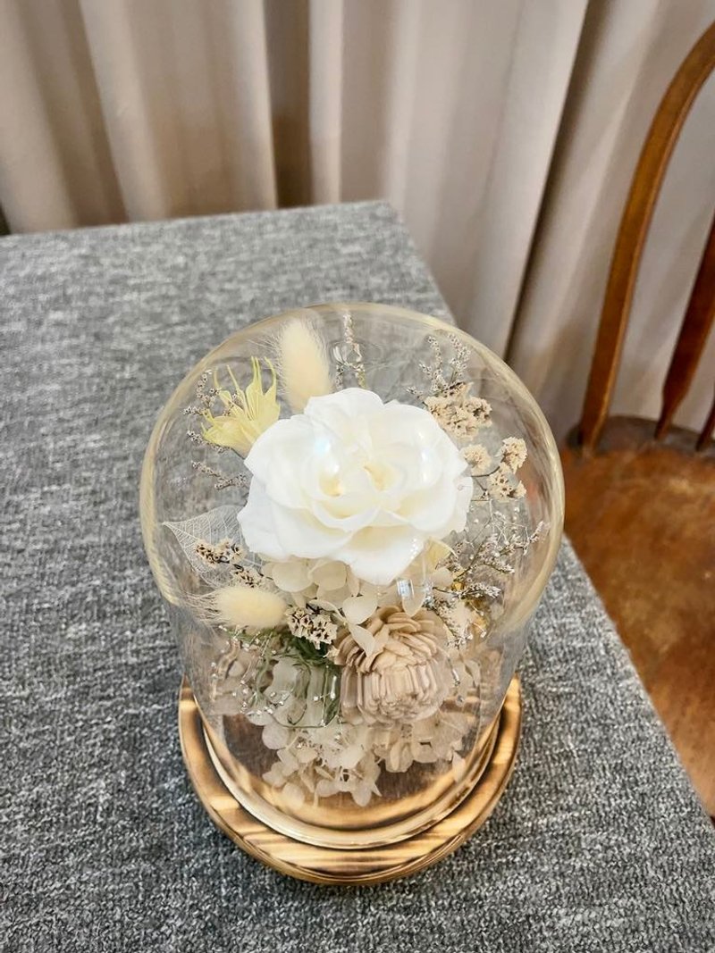 Glass Flower Cover [White Hope] Glass Cup Dry Flower Cup Birthday Dry Flower Birthday Gift Opening - ช่อดอกไม้แห้ง - พืช/ดอกไม้ 