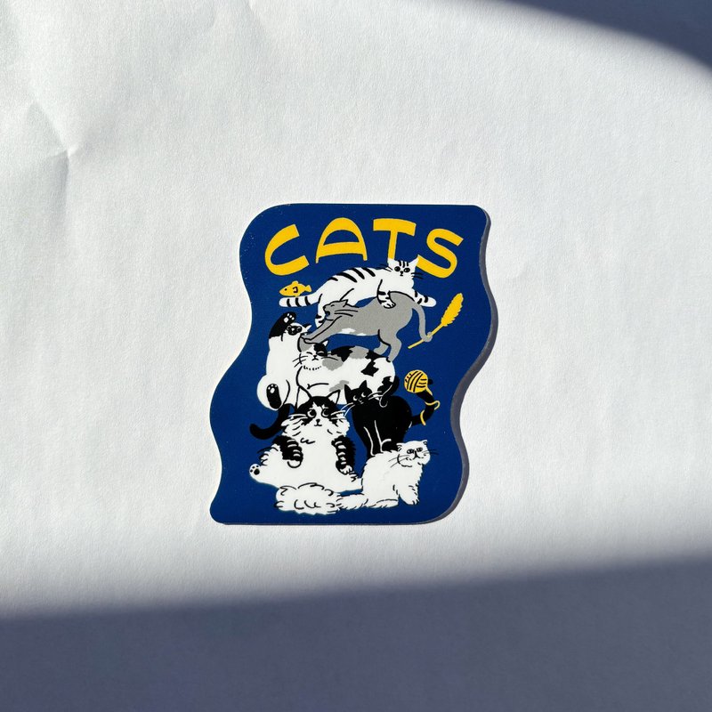 猫好き ステッカー - 貼紙 - 防水材質 藍色