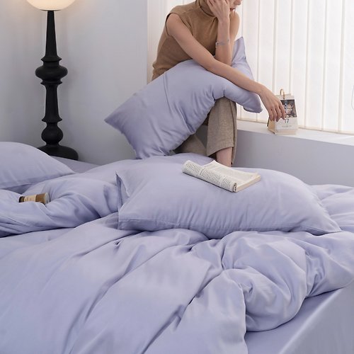 Lasol睡眠屋 60支100%天絲-莫蘭迪床包枕套兩用被套組-紫荊情懷