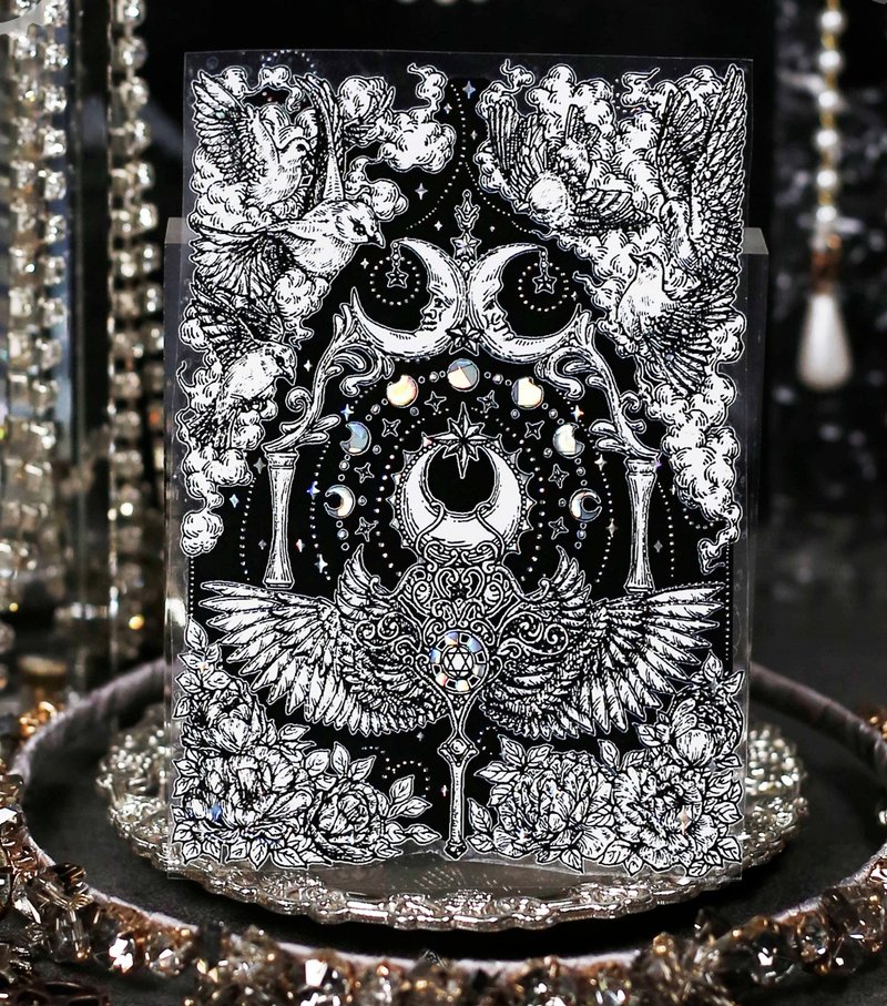 遺落星塵 うちゅう 幻の獣 巨畫幅 PET 和紙膠帶 貝殼黑銀 10米卷 - 紙膠帶/和紙/PET - 其他材質 黑色