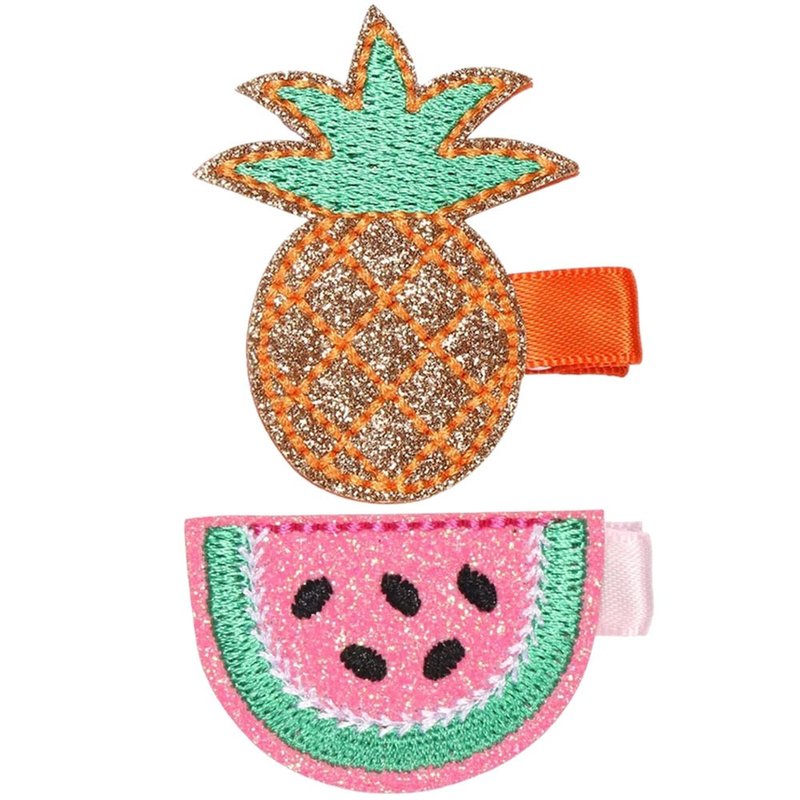 鳳梨與西瓜髮夾兩入組 全包布手工髮飾Pineapple & Watermelon - 髮夾/髮圈 - 聚酯纖維 多色