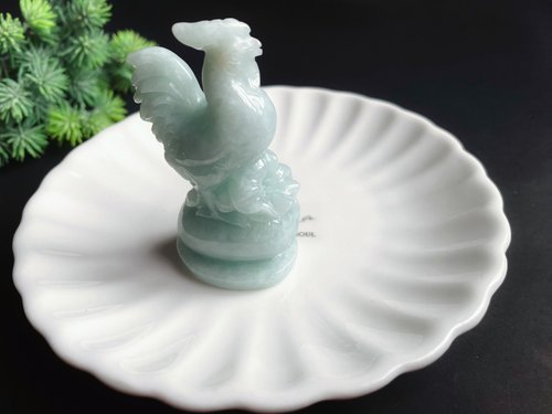 樂藏｜輕珠寶｜手作能量 孤品 天然緬甸玉翡翠 雞 心想事成 人丁興旺 擺件 禮物 長輩禮