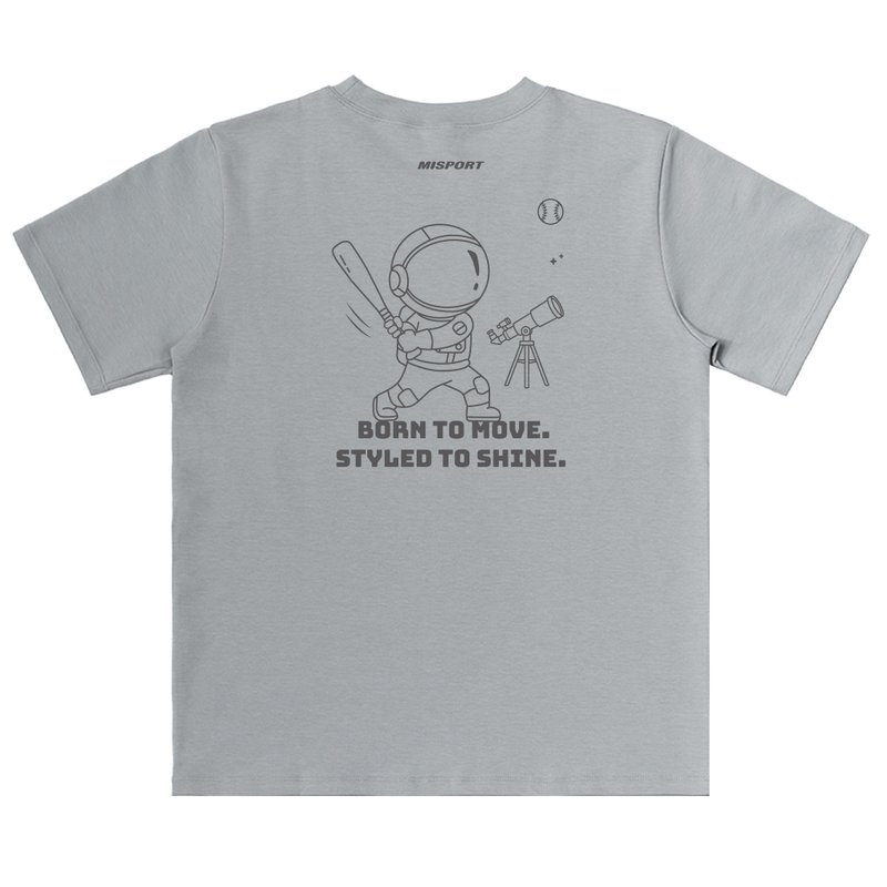 立體機能棉T-運動太空人-大圖線條背圖款-棒球 機能服 MIT台灣製 - 運動上衣/排汗衫 - 聚酯纖維 灰色