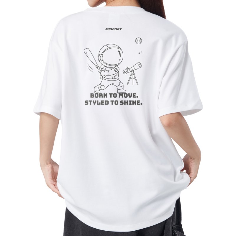 3D Functional Cotton Tee - Space Explorer - Large Graphic Back Print - Baseball Functional Wear, MIT Taiwan Made - ชุดกีฬาผู้ชาย - เส้นใยสังเคราะห์ สีเทา