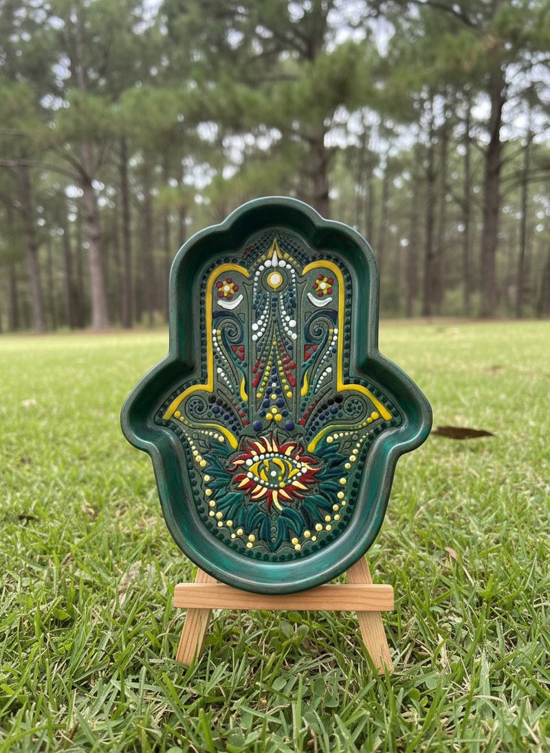 Hand of Fatima Dot Mandala Diffuser Dish Incense Burner Christmas Gift - Fragrances - Other Materials Multicolor