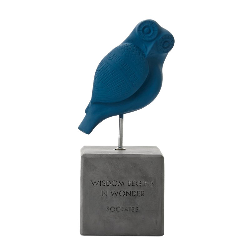 古希臘 貓頭鷹擺飾 Wisdom Owl (深藍) - 手工陶製雕像 - 裝飾/擺設  - 陶 藍色