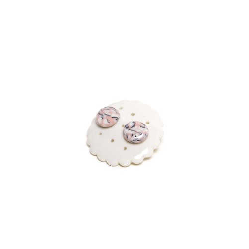 餅乾工廠 Cookie Factory 純銀針 陶瓷耳環 粉色櫻花耳環 1270高溫燒製