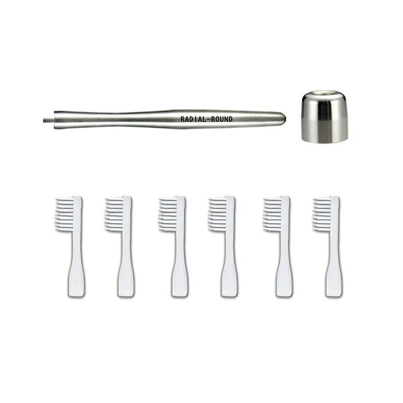 Stainless steel plastic toothbrush I hairline handle (1 handle 6 brush 1 base + engraved name) - Toothbrushes & Oral Care - Waterproof Material Silver