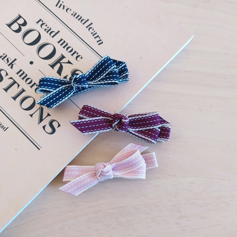 Denim Style Jumper Bow Painted Hair Clip 3 Colors - Hair Accessories - Other Materials Multicolor